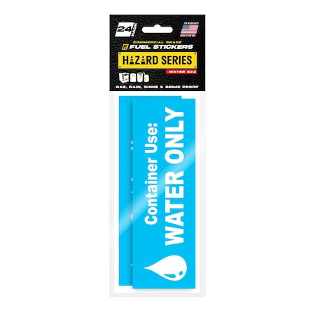 Fuel Stickers Water Only Sticker, Warning Label Sign for Jugs, Containers: Hvy-Dty, 6''x2'', 24PK Z-6X2WTR-24PK